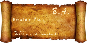 Brecher Ákos névjegykártya